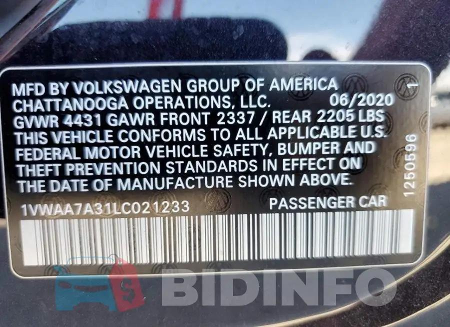 1VWAA7A31LC021233 Photo# 12