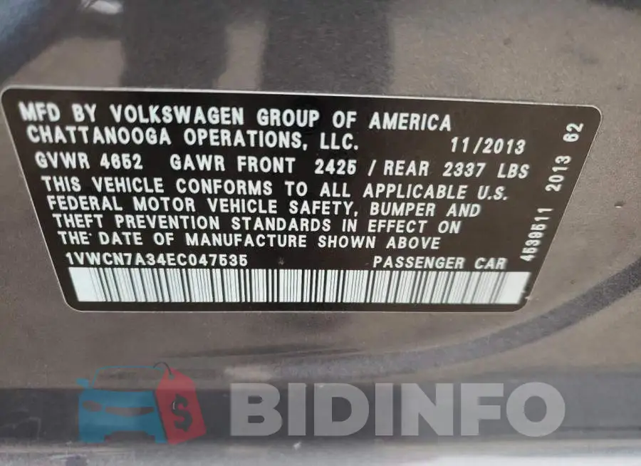 1VWCN7A34EC047535 Photo# 12