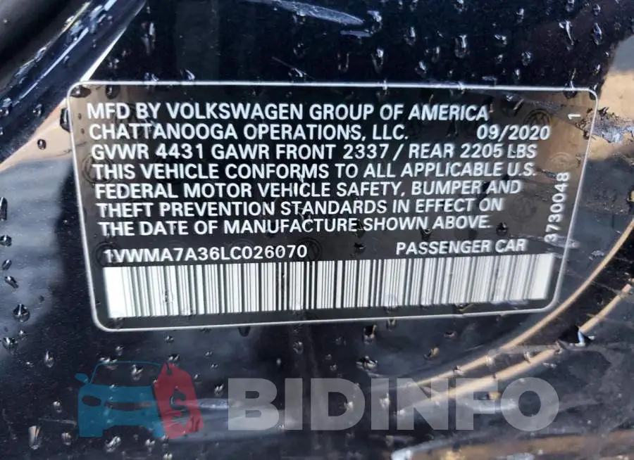 1VWMA7A36LC026070 Photo# 12