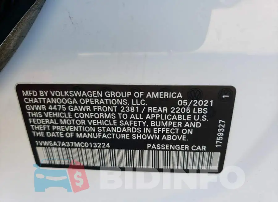 1VWSA7A37MC013224 Photo# 13