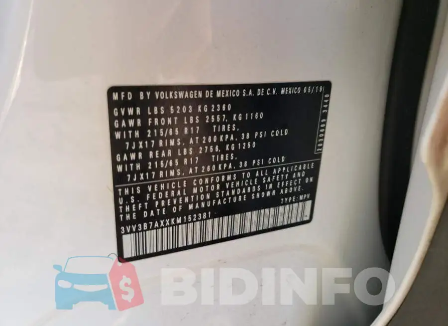 3VV3B7AXXKM152381 Photo# 13