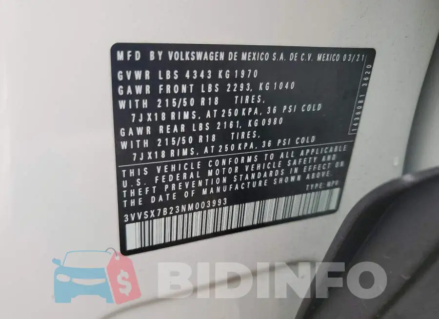 3VVSX7B23NM003993 Photo# 13