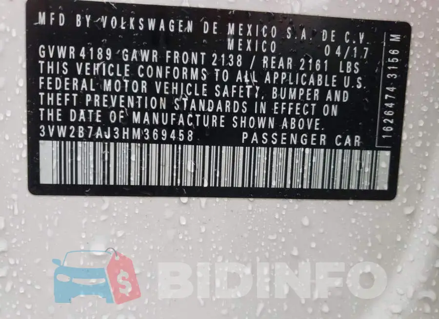 3VW2B7AJ3HM369458 Photo# 12