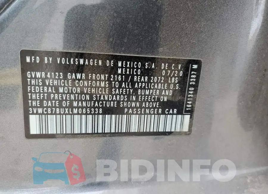 3VWCB7BUXLM065338 Photo# 12