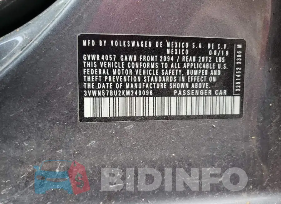 3VWN57BU2KM240096 Photo# 10