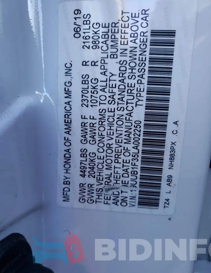 19UUB1F35LA002250 Photo# 12