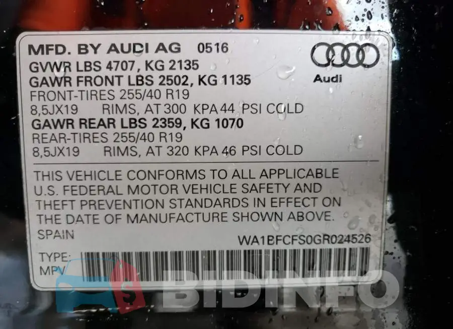 WA1BFCFS0GR024526 Photo# 13