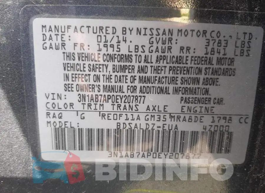 3N1AB7AP0EY207877 Photo# 13