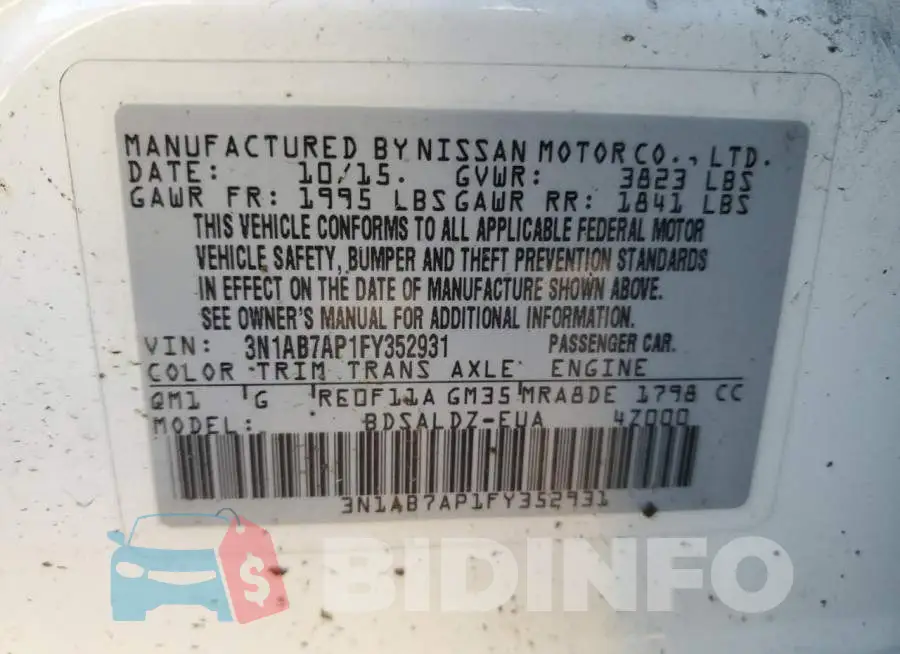 3N1AB7AP1FY352931 Photo# 13