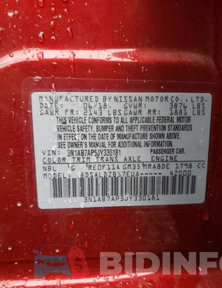 3N1AB7AP5JY330181 Photo# 12