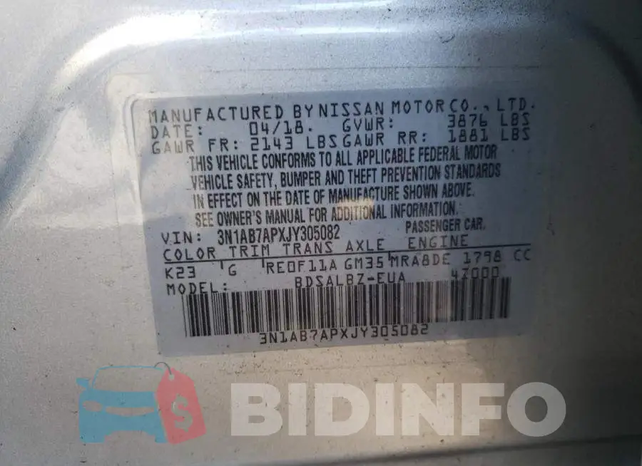 3N1AB7APXJY305082 Photo# 12