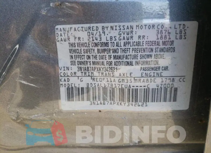 3N1AB7APXKY342621 Photo# 13