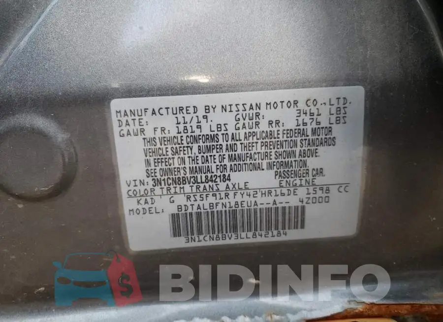 3N1CN8BV3LL842184 Photo# 12