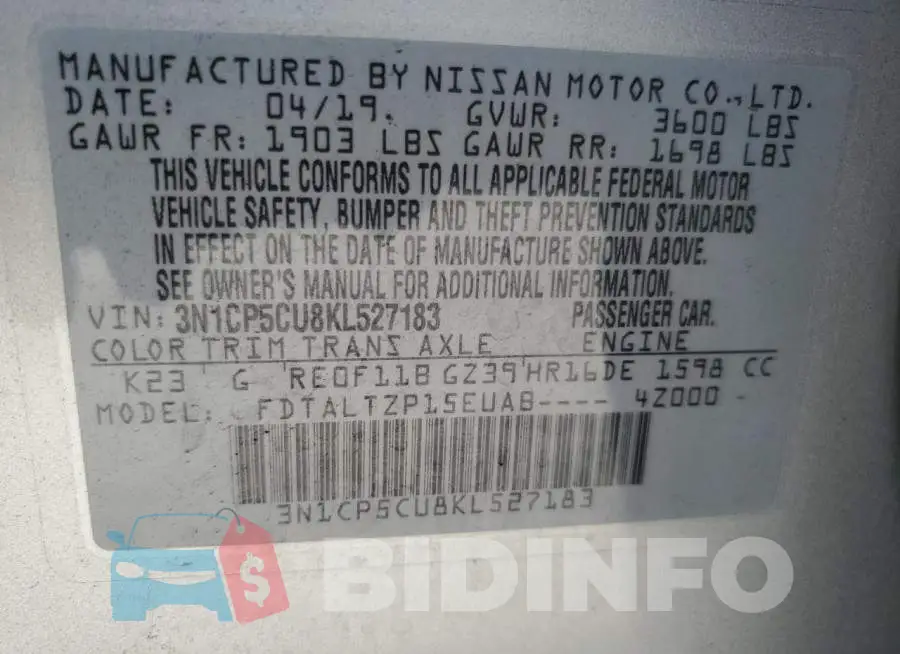 3N1CP5CU8KL527183 Photo# 13