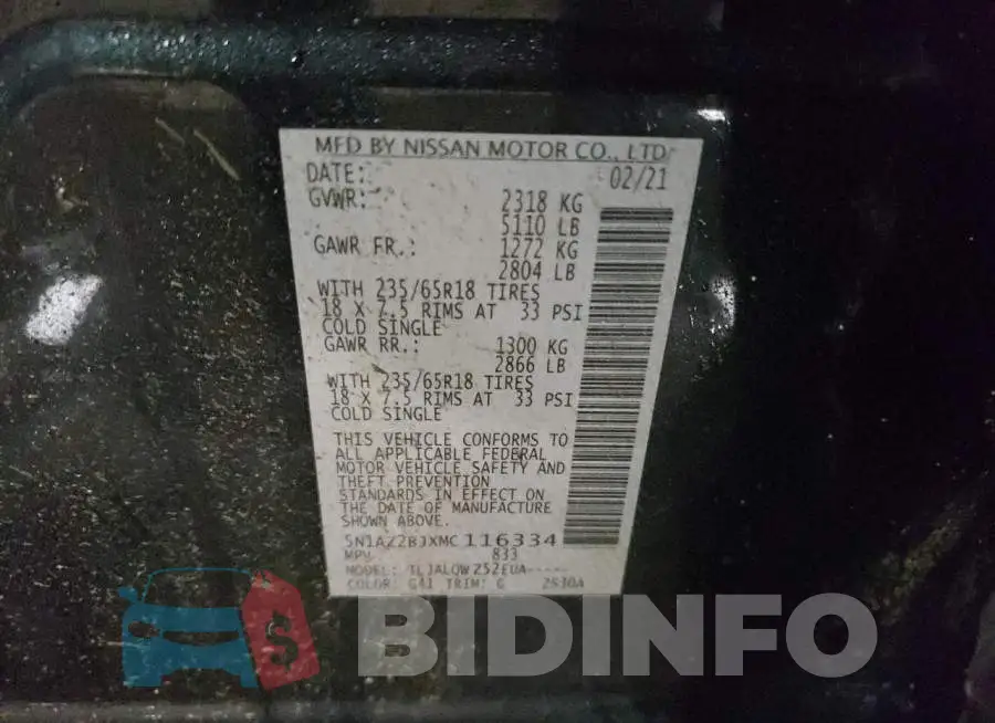 5N1AZ2BJXMC116334 Photo# 13