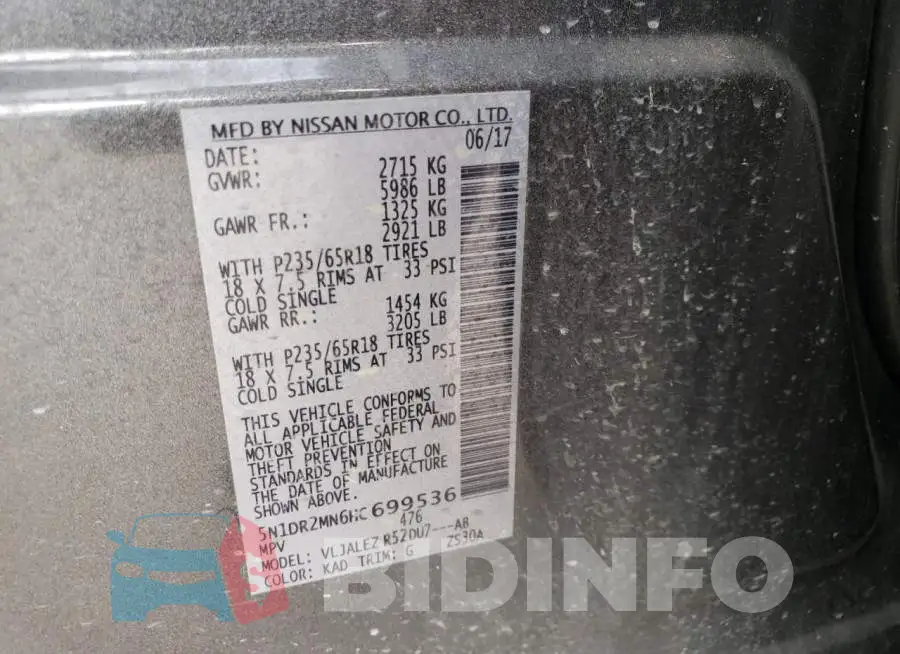 5N1DR2MN6HC699536 Photo# 13