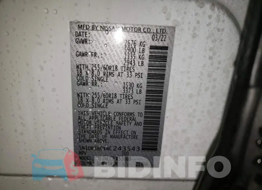5N1DR3BCXNC243543 Photo# 13