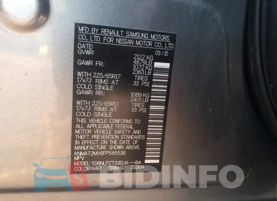 KNMAT2MV6FP545536 Photo# 13
