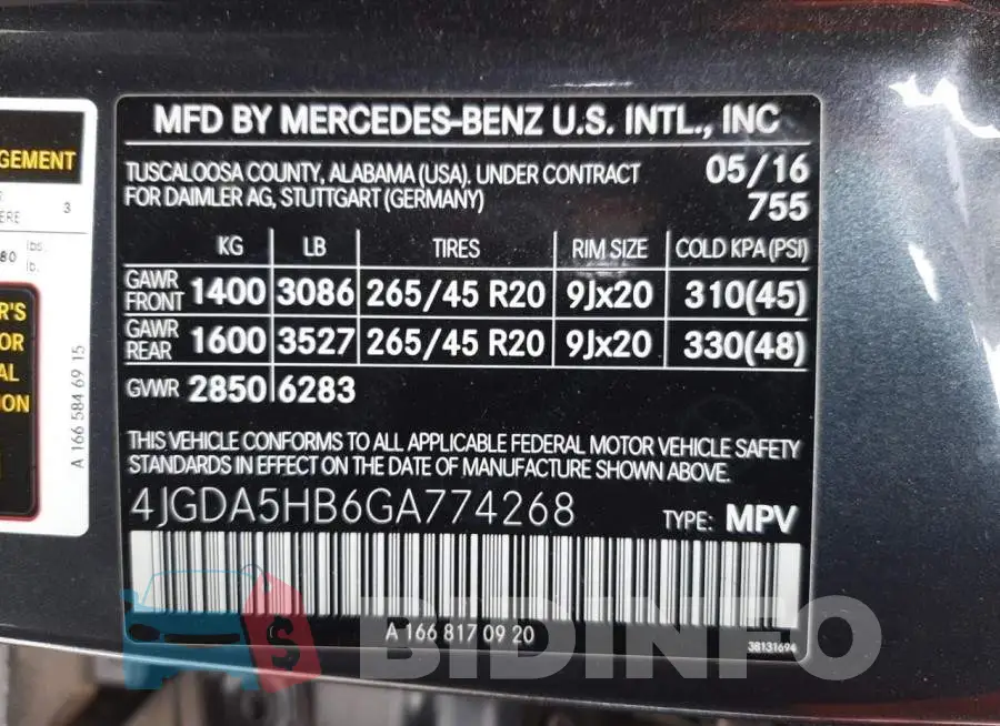 4JGDA5HB6GA774268 Photo# 13
