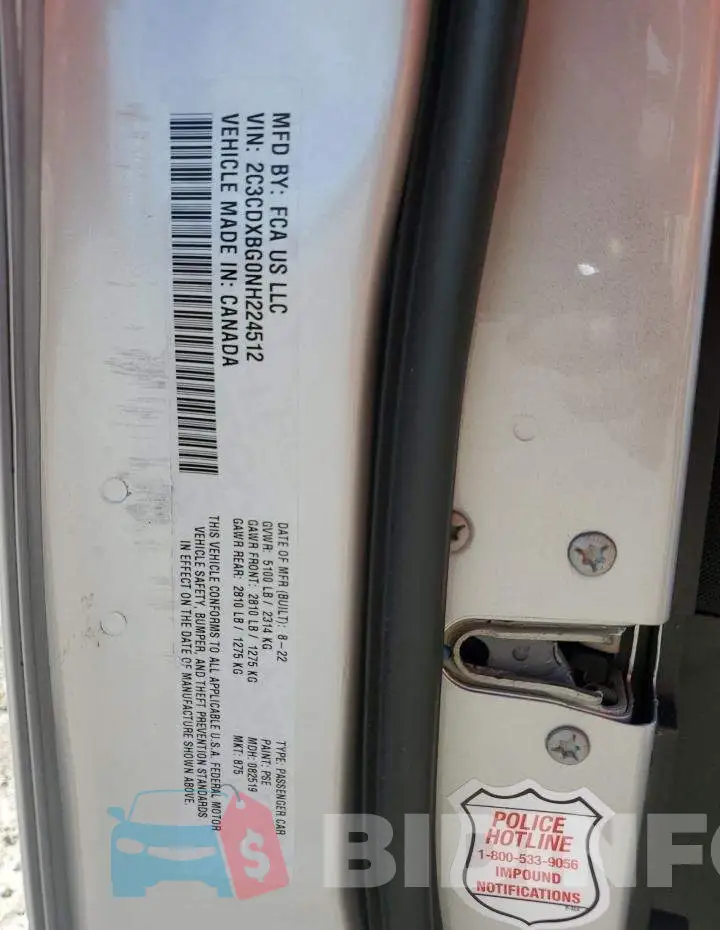 2C3CDXBG0NH224512 Photo# 12