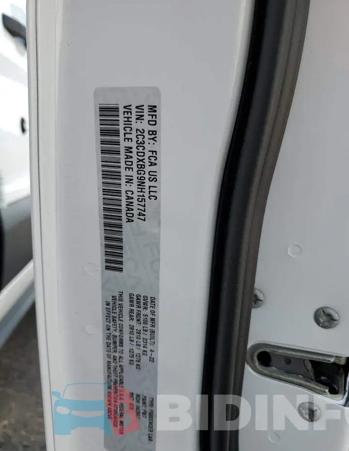 2C3CDXBG9NH157747 Photo# 10