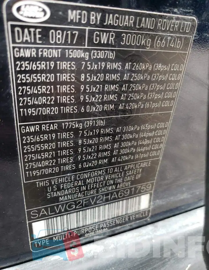 SALWG2FV2HA691759 Photo# 10
