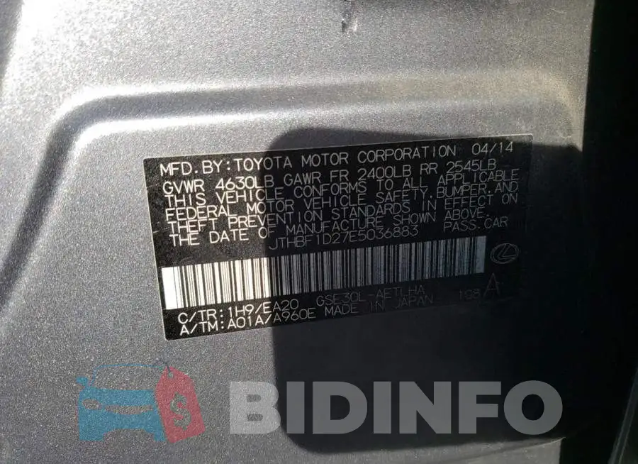 JTHBF1D27E5036883 Photo# 12