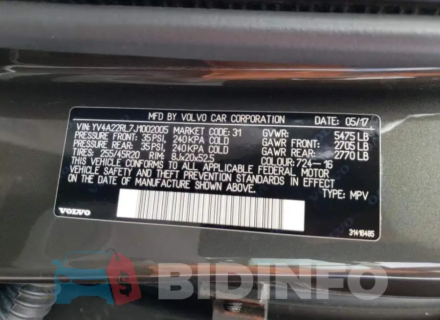 YV4A22RL7J1002005 Photo# 10