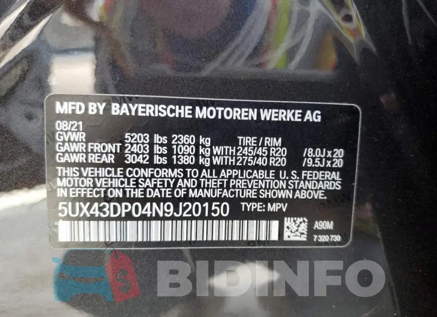 5UX43DP04N9J20150 Photo# 14