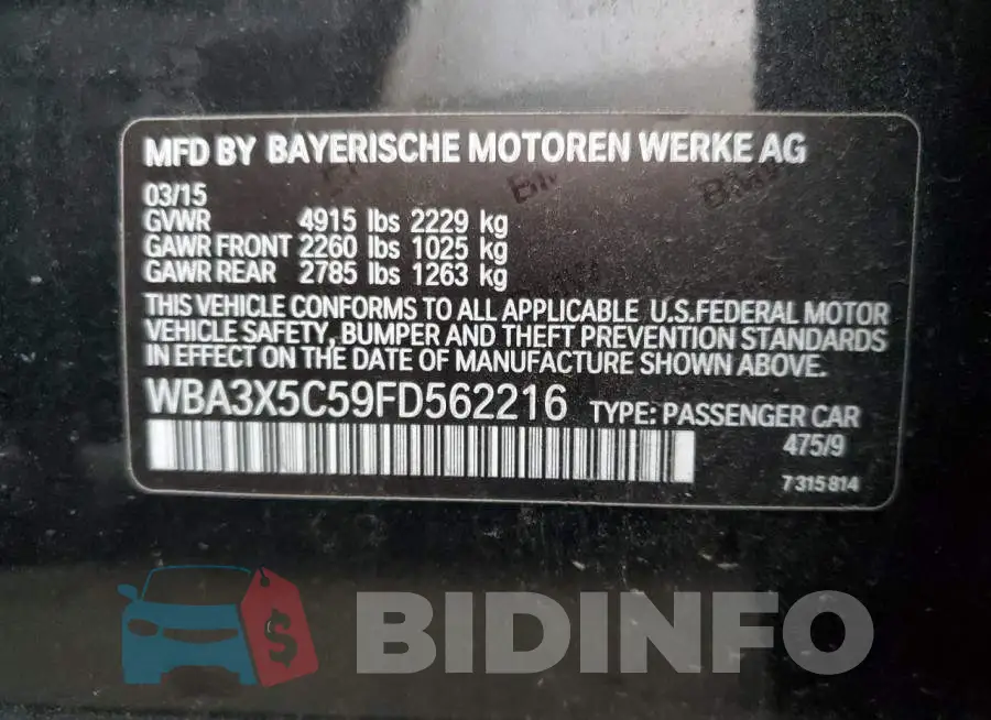 WBA3X5C59FD562216 Photo# 12