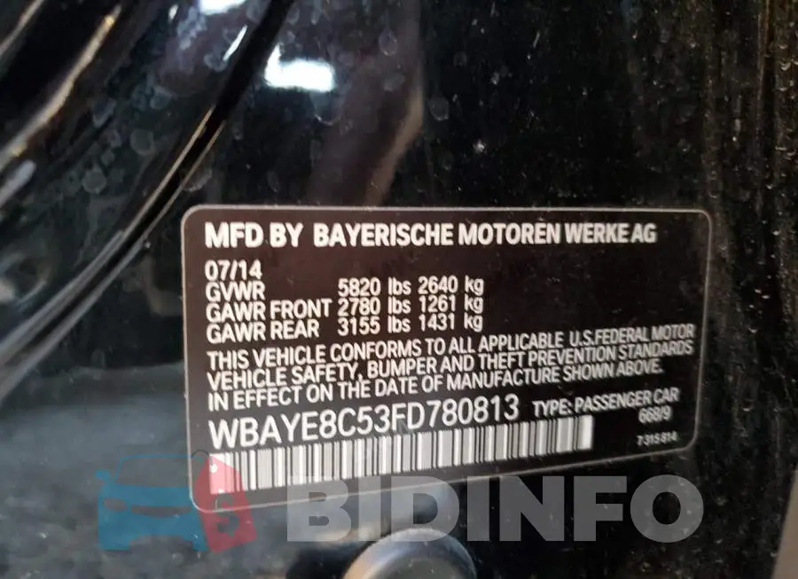 WBAYE8C53FD780813 Photo# 12