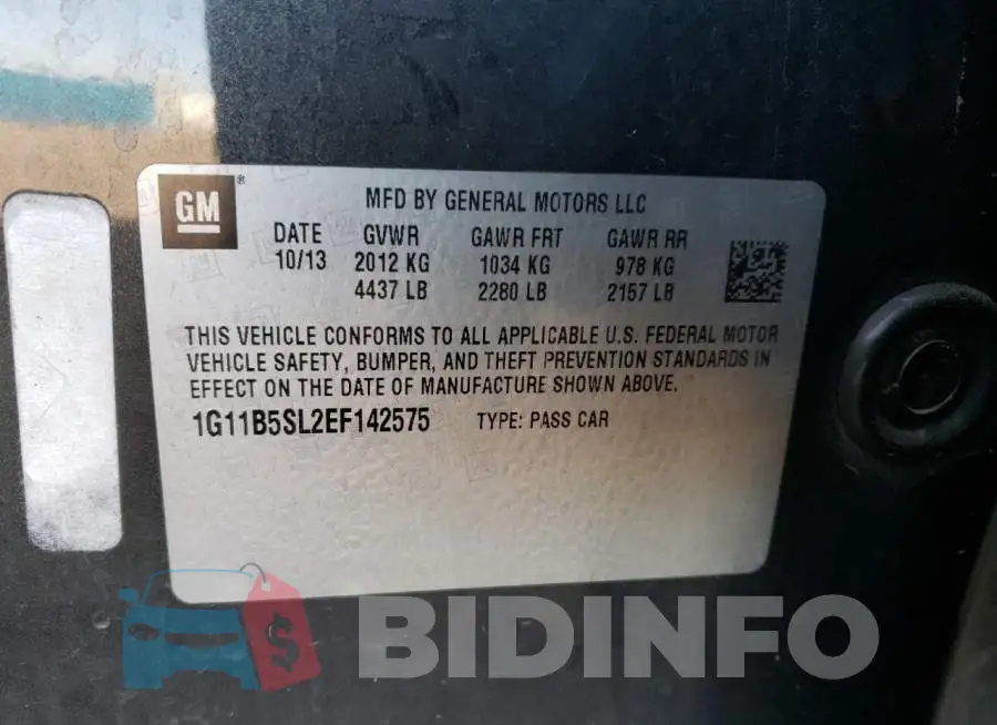 1G11B5SL2EF142575 Photo# 13