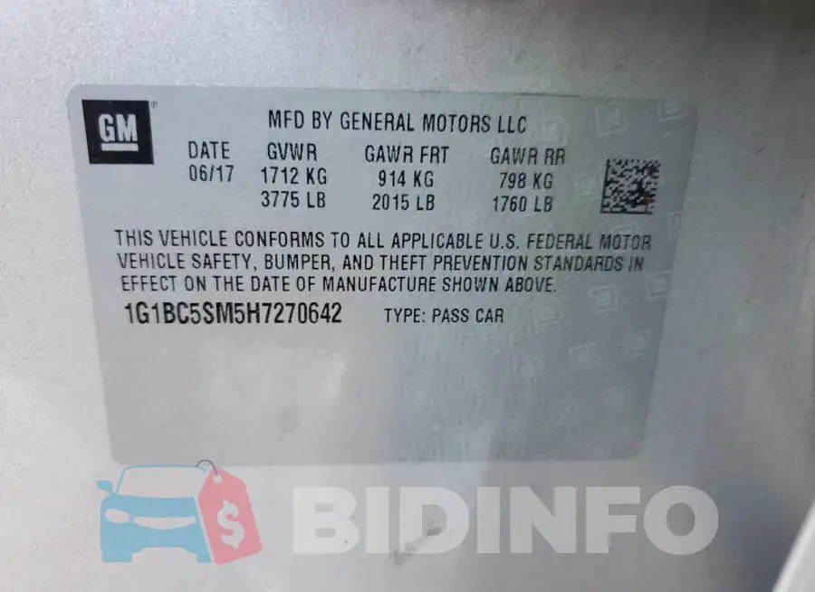 1G1BC5SM5H7270642 Photo# 12