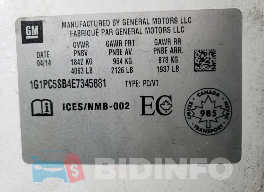 1G1PC5SB4E7345881 Photo# 13