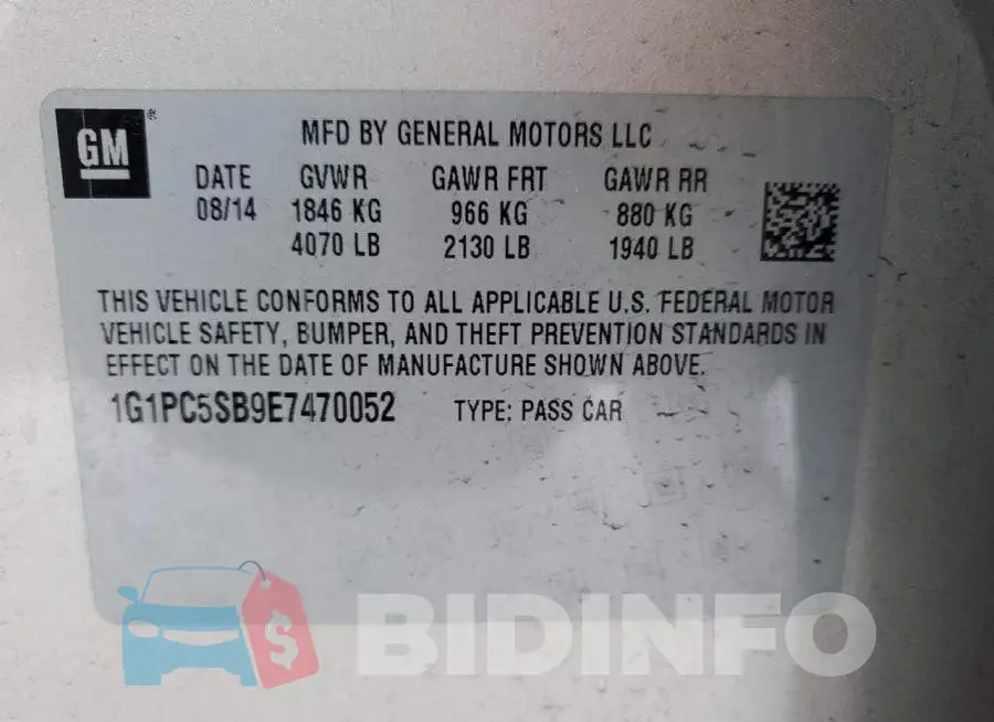 1G1PC5SB9E7470052 Photo# 13