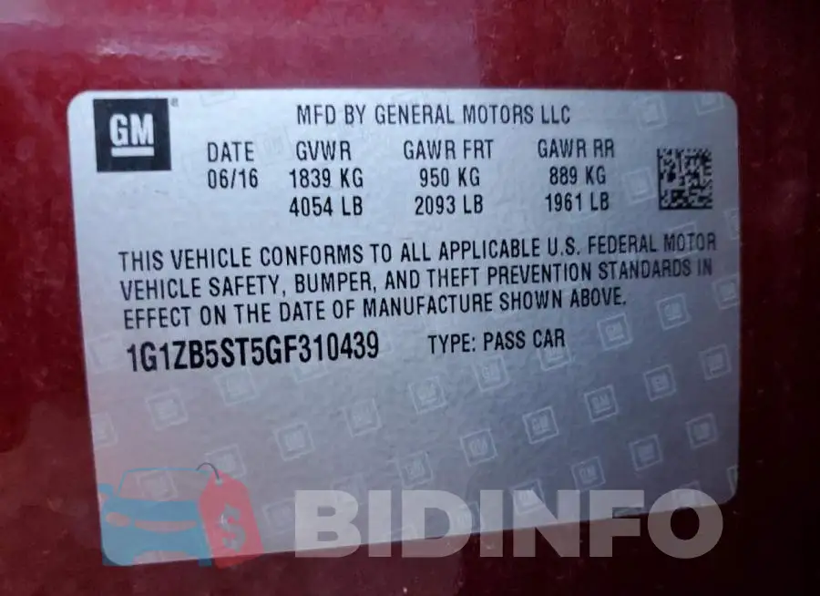 1G1ZB5ST5GF310439 Photo# 13