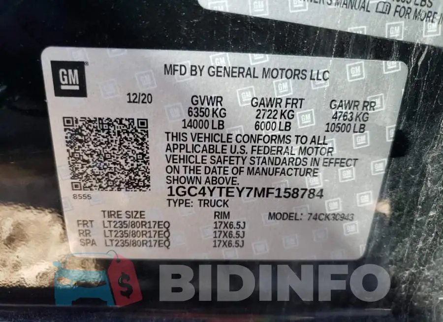 1GC4YTEY7MF158784 Photo# 13