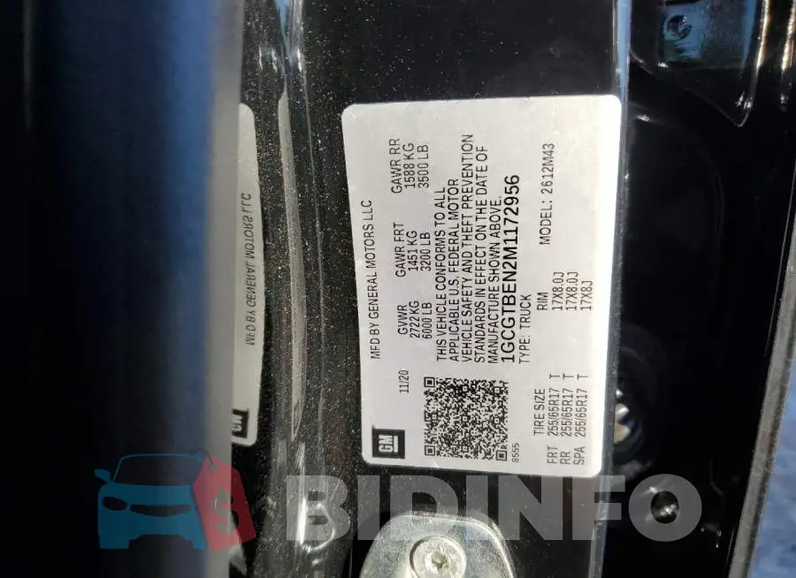 1GCGTBEN2M1172956 Photo# 13
