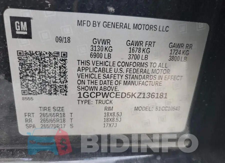 1GCPWCED5KZ136181 Photo# 12
