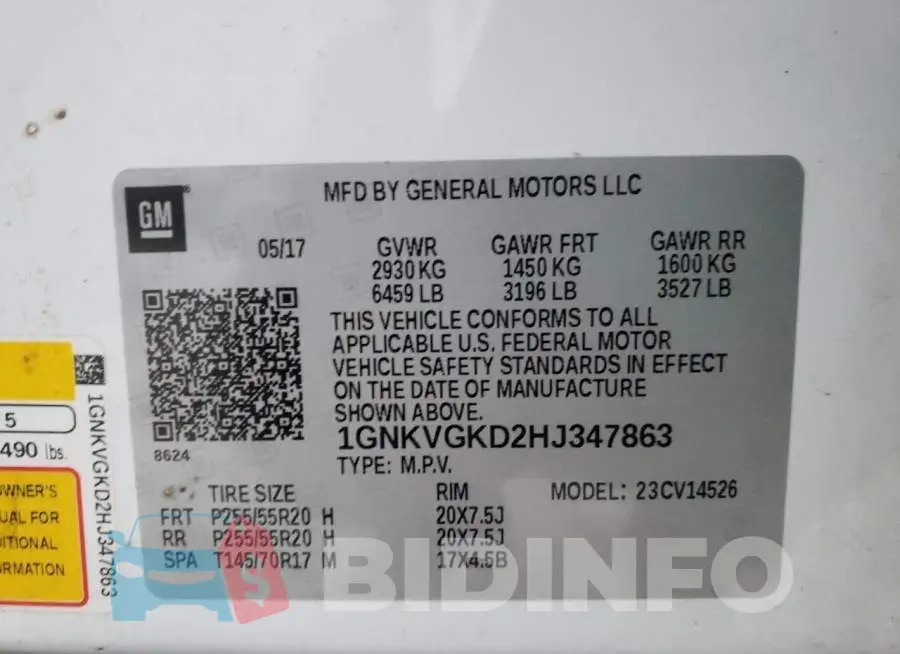 1GNKVGKD2HJ347863 Photo# 14