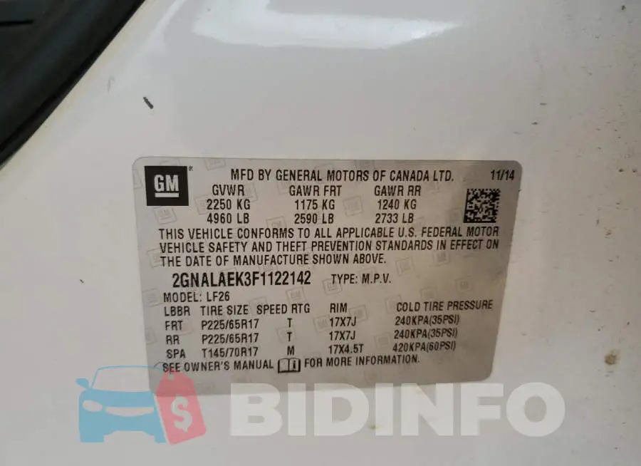 2GNALAEK3F1122142 Photo# 13