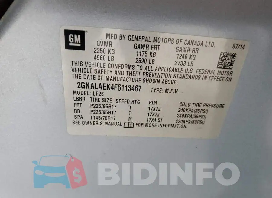2GNALAEK4F6113467 Photo# 13