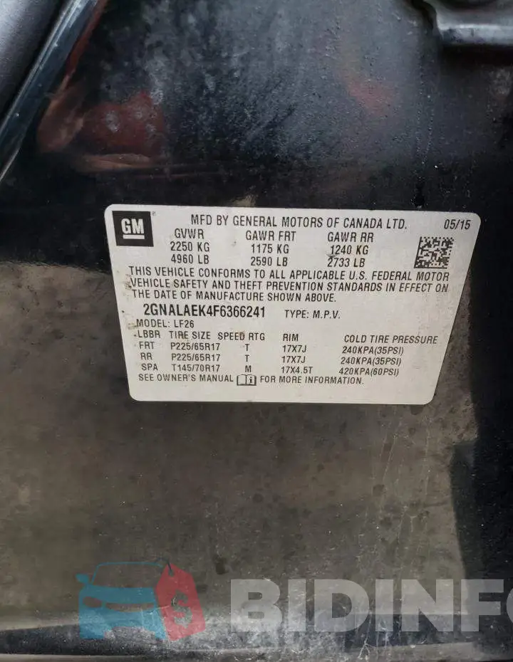 2GNALAEK4F6366241 Photo# 14