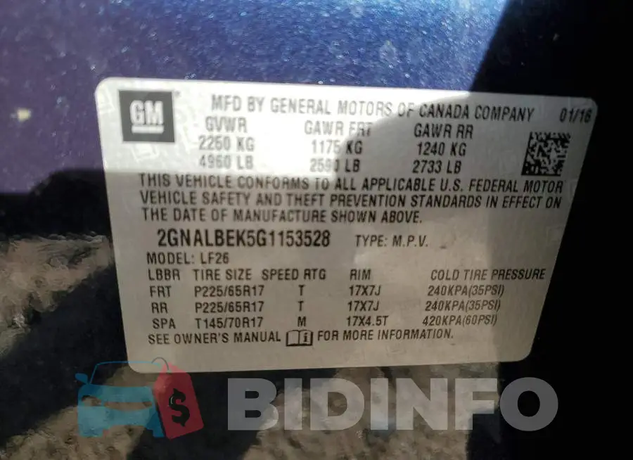 2GNALBEK5G1153528 Photo# 13