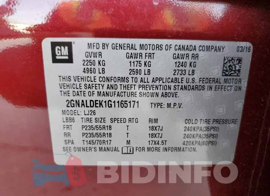 2GNALDEK1G1165171 Photo# 10
