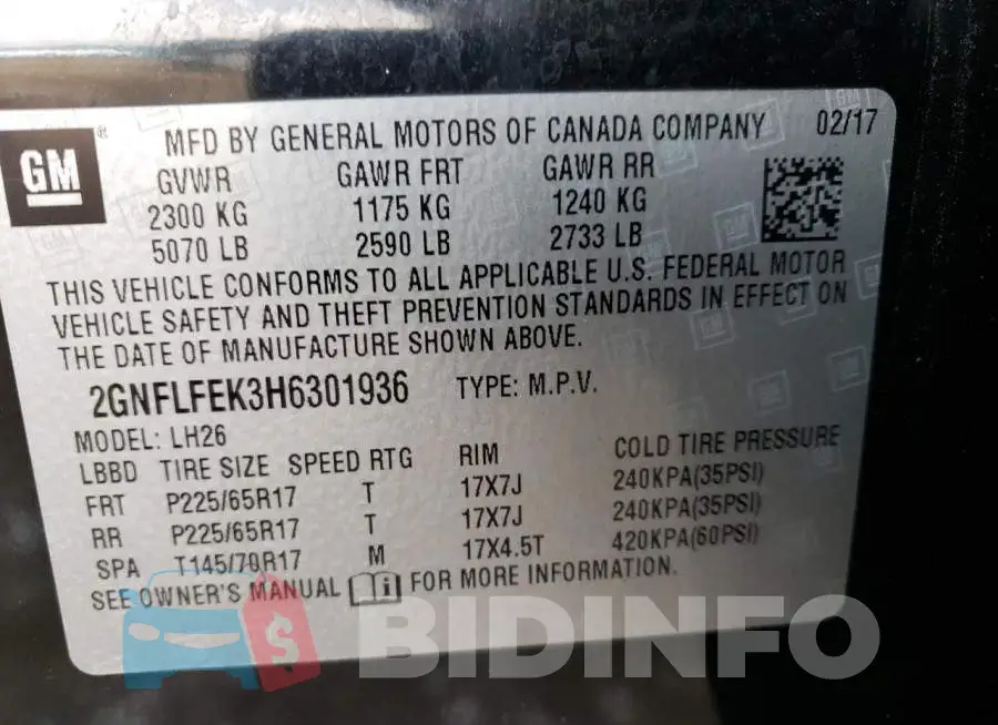 2GNFLFEK3H6301936 Photo# 14