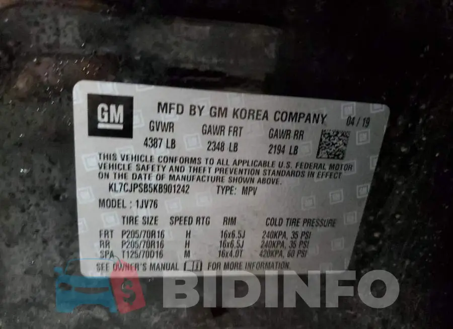 KL7CJPSB5KB901242 Photo# 10