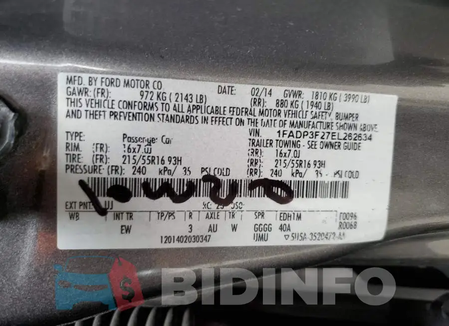 1FADP3F27EL262634 Photo# 12