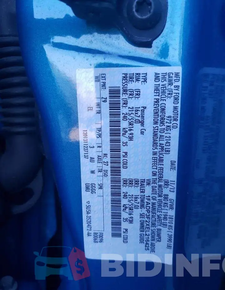 1FADP3F2XEL216425 Photo# 12