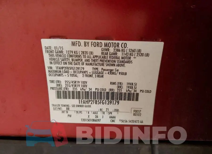 1FAHP2F85FG139179 Photo# 10